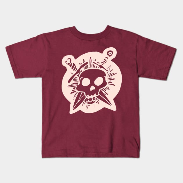 Skull & Crossed Daggers (Light) Kids T-Shirt by 8mismo